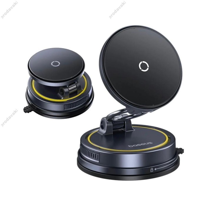 Автомобільний тримач із бездротовою зарядкою Baseus PrimeTrip VC2 Flex Pro Magnetic Wireless Suction Cup Version Black C0013F01